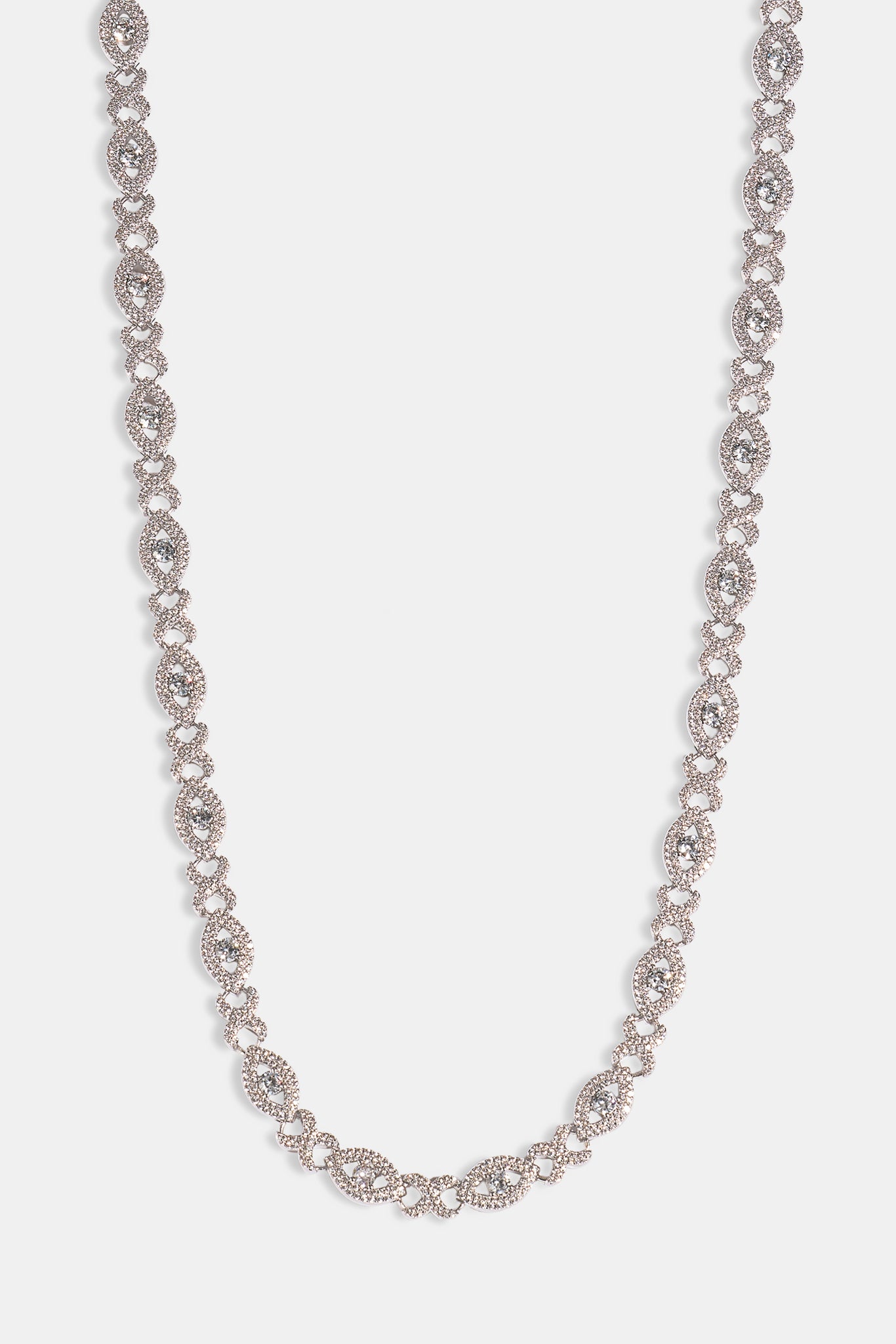 Iced Eye Infinity Link Bracelet & Chain - 8mm - White